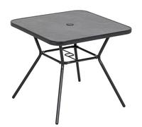 Patio Table Black 80x80x71cm Steel SPCC Faux-Marbled Plastic Top 42mm Hole 50kg