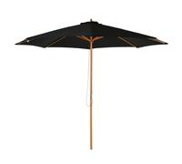 Patio Umbrella Bamboo Wooden Black 300x250cm Polyester 8-Rib Tilt Market Parasol
