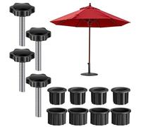 Patio Umbrella Base - Black Round Fillables Stand, Heavy Duty Water Fillable Weight, Fits 1.5 1.9 Inch Pole Holes | Outdoor Market Umbrellas Holder For Garden Deck Table Porch worry about tilting or s