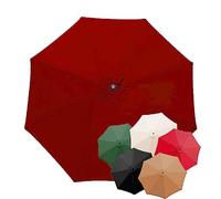 Patio Umbrella Canopy Cover 6.5ft/9ft/10ft Replacement Parasol canopy For Garden Umbrella, 6 Ribs/8 ribs Outdoor Market Deck Parasol Cover, Replacement Umbrella Canopy(Color:Red,Size:2.7m/9FT(6-ribs))