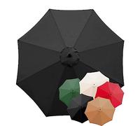 Patio Umbrella Canopy Cover 6.5ft/9ft/10ft Replacement Parasol canopy For Garden Umbrella, 6 Ribs/8 ribs Outdoor Market Deck Parasol Cover, Replacement Umbrella Canopy(Color:Black,Size:2.7m/9FT(8-ribs