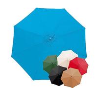 Patio Umbrella Canopy Cover 6.5ft/9ft/10ft Replacement Parasol canopy For Garden Umbrella, 6 Ribs/8 ribs Outdoor Market Deck Parasol Cover, Replacement Umbrella Canopy(Color:Lake Blue,Size:3.0m/10FT(6