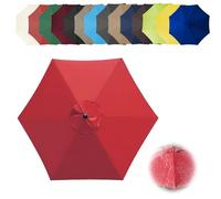 Patio Umbrella Canopy Replacement 8 Ribs Parasol Cover Sun Shade for Garden & Pool Outdoor Umbrella Fabric (Red 230cm/7.5ft)