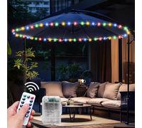 Patio Umbrella Lights Cordless LED Market Table Umbrella Lights with Remote Control Battery Operated Waterproof Parasol String Lights, Fits 6-9 Feet Diameter Outdoor Umbrella Décor (Multi-Colored)