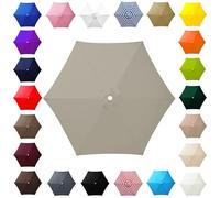 Patio Umbrella Replacement Canopy 6.6ft 7ft 7.5ft 8.2ft 8.9ft 9.2ft 9.8ft for 6-Rib Round Outdoor Market Umbrellas Waterproof UV Protection Canopy Only Brown Beige Khaki(Light gray,2.3m/7.5ft)