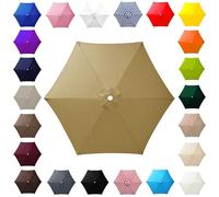 Patio Umbrella Replacement Canopy 6.6ft 7ft 7.5ft 8.2ft 8.9ft 9.2ft 9.8ft for 6-Rib Round Outdoor Market Umbrellas Waterproof UV Protection Canopy Only Brown Beige Khaki(Khaki,3m/9.8ft)