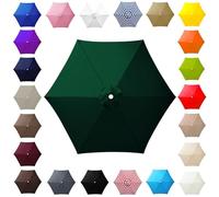 Patio Umbrella Replacement Canopy 6.6ft 7ft 7.5ft 8.2ft 8.9ft 9.2ft 9.8ft for 6-Rib Round Outdoor Market Umbrellas Waterproof UV Protection Canopy Only Brown Beige Khaki(Dark green,2.15m/7ft)