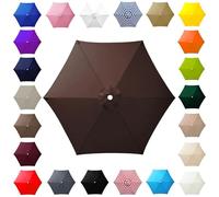 Patio Umbrella Replacement Canopy 6.6ft 7ft 7.5ft 8.2ft 8.9ft 9.2ft 9.8ft for 6-Rib Round Outdoor Market Umbrellas Waterproof UV Protection Canopy Only Brown Beige Khaki(Coffee,2m/6.6ft)