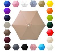 Patio Umbrella Replacement Canopy 6.6ft 7ft 7.5ft 8.2ft 8.9ft 9.2ft 9.8ft for 6-Rib Round Outdoor Market Umbrellas Waterproof UV Protection Canopy Only Brown Beige Khaki(Champagne,2.3m/7.5ft)