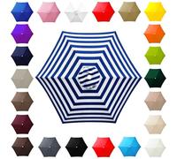 Patio Umbrella Replacement Canopy 6.6ft 7ft 7.5ft 8.2ft 8.9ft 9.2ft 9.8ft for 6-Rib Round Outdoor Market Umbrellas Waterproof UV Protection Canopy Only Brown Beige Khaki(Bluewhite,3m/9.8ft)