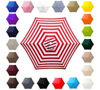 Patio Umbrella Replacement Canopy 6.6ft 7ft 7.5ft 8.2ft 8.9ft 9.2ft 9.8ft for 6-Rib Round Outdoor Market Umbrellas Waterproof UV Protection Canopy Only Brown Beige Khaki(Redwhite,3m/9.8ft)