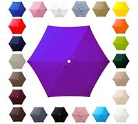 Patio Umbrella Replacement Canopy 6.6ft 7ft 7.5ft 8.2ft 8.9ft 9.2ft 9.8ft for 6-Rib Round Outdoor Market Umbrellas Waterproof UV Protection Canopy Only Brown Beige Khaki(Purple,2m/6.6ft)