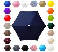 Patio Umbrella Replacement Canopy 6.6ft 7ft 7.5ft 8.2ft 8.9ft 9.2ft 9.8ft for 6-Rib Round Outdoor Market Umbrellas Waterproof UV Protection Canopy Only Brown Beige Khaki(Dark blue,2.15m/7ft)