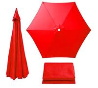 Patio Umbrella Replacement Canopy 6 Ribs Canopy Only Fits 2m 2.15m 2.3m 2.5m 2.7m 2.8m 3m Beige Khaki Blue Dark Green and 20+ Colors UV Protected Waterproof Fabric Top(Bright red,2.3m/7.5ft)