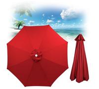 Patio Umbrella Replacement Canopy, Garden Backyard Pool Umbrellas Parasols Cover, Outdoor Table Market Yard Umbrella Top For Outdoor Umbrella Canopy With 8 Ribs(Red,270CM-8.8FT)