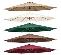 Patio Umbrella Replacement Canopy Waterproof UVS Resistante Polyester Parasol Top Cover Universal Patio Umbrella Replacement Top for Garden Backyard Poolside Deck(Brown,118.11in)