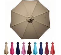 Patio Umbrella Replacement Cover 6.5ft 8.8ft 9.8ft Waterproof Canopy with 8 Ribs for Outdoor Table Umbrellas Parasol Top Cover for All Weather Protection