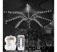 Patio Umbrella String Lights,KINGCOO Waterproof 104LED Umbrella Light Remote Control 8Modes Battery Operated Hanging Light Decor Pole Lights for Outdoor Patio Umbrellas Camping Tents (Cool White)
