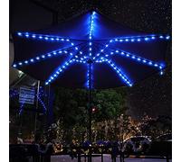 Patio Umbrella String Lights with 16 Color Changing and 12 Modes, Remote Control 104 Ultra Bright LED Beads Waterproof Battery and USB Operated with 8 Light Strings for Patio Umbrellas Camping Tents