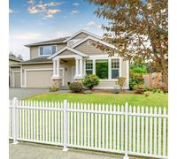Patio Vinyl Picket Fence White Panels 30" H x 84" W PVC Garden Fences Plastic Decorative for Yard Porch Patio Deck Pool Air Conditioner Safety Dog Fencing (34 Pickets, Straight)