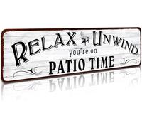 Patio Wall Decor Backyard Patio Signs And Decor Outdoor 4x16 Inch Tin Sign For Home,Bar,Porch - Relax Unwind You're On Patio Time