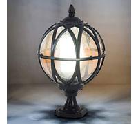 Patio Waterproof Pillar Lantern Lights, E27 Antique Post Cap Lights, Outdoor Round Light Metallic Lamp Post for Garden Lighting Balcony Decoration Indoor Wall Lights