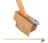 Patio Weed Brush 120cm - Long Wooden Handle, Hand Removal Tool, Cleaning Patios, V shaped Brass Wire Brush, Garden Weed Remover, Decking, Paving Slab, Edge Scraper