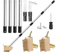 Patio Weed Remover Tool, 160 cm Weed Brush Long Handle, Heavy Duty Patio Scraper & Wire Brush, 3 Different Durable Weeder Tools Heads for Cleaning Block Paving and Driveway