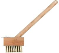 PATIO WEED WIRE BRUSH BLOCK PAVING GARDEN WEED SCRAPER BRUSH 30cm LONG WOODEN HANDLE
