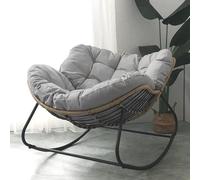 Patio Wicker Egg Chair - Outdoor Rocking Chair with Padded Cushion for Front Porch, Garden, Patio - Comfy Oversized Lounge Chair for Indoor & Outdoor Reading Chairs Rattan Rocker