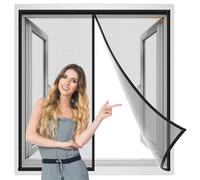 Patio Window Mosquito Net 90x85 cm, Magnetic Curtain for Fly Proof Window Door, Easy to Install and Close Automatically Black, Reinforced