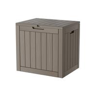 PATIOEASY 30GAL Brown Outdoor Deck Box with Lock Hole - Waterproof, SGS - Protected from UV, Ideal for Patio and Garden Storage, Can Double as a Comfortable Seat, Easy to Assemble
