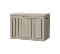 PATIOEASY 45GAL Brown Outdoor Storage Deck Box with Lock Hole- Waterproof, SGS - Tested UV Protection, Perfect for Storing Patio Pillows and Pool Floats, Sturdy Design for All - Weather Use