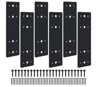 Patioer 6pcs 10"x3" Straight Steel Flat Plates Metal Mending Plate Fixing Joining Bracket with Screws for Framing Pergolas, Repair House, Wood Furniture