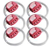 Patioer Lockout Tagout Cable Lock, 5/32" x 6.5ft Adjustable Cable Lockout, Steel Cable Lock with Vinyl Coating, Loto Cable for Lock Out Tag Out, 6 Pack