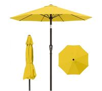 PatioKingdom 10FT Patio Umbrella with Push Button Tilt and Crank, Outdoor Market Umbrella with 8 Fiberglass Ribs, UV Protection Table Umbrella for Pool,Backyard,Garden,Deck,Yellow