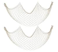 Patioland Decorative Fishing Net 2 Pack, 5x10 ft Large Beige Fish Net Decor for Wall, Photo Display, Nautical Mermaid Pirate Ocean Themed Beach Hawaii Under The Sea Party Decorations