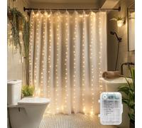 Patioman Waterproof LED Shower Curtain Lights - 72 Inch Fairy Lights for Bathroom, 8 Modes Warm White Spa Mood Lighting for Dark Bathrooms and Outdoor Décor (No Curtain)