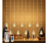 Patioman Wishing Ball Curtain Lights LED Window Hanging Lights with Remote, USB Powered Twinkle Globe Fairy String Lights for Wedding Party Bedroom Christmas Indoor Outdoor Decoration (Warm White)