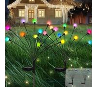 PATIOPIA Solar Lights Outdoor Garden, 20 LED Firefly Outdoor Garden Lights Waterproof, Solar Powered Swaying Light for Pathway, Yard, Patio Decoration (2 Pack,Colorful)