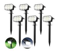 PATIOPIA Solar Spot Lights Outdoor Garden, 63 LED Solar Powered SpotLights, 3 Modes, IP65 Waterproof Garden UpLighters for Yard Pathway Patio Driveway (6 Pack,Cold White)