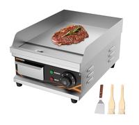 PATIOZA Commercial Electric Griddle 28cm,1700W Stainless Steel Flat Top Griddle Temperature Control 50-300°C Teppanyaki Grill for Home and Restaurant