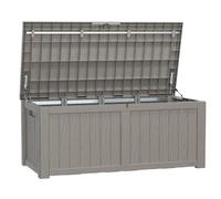 PatioZen 150 Gallon Deck Box,Resin Outdoor Storage Box with Lockable for Patio Furniture, Pool Accessories, Garden Tools Waterproof Outside Storage Box (Grey)