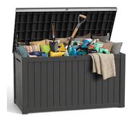 PatioZen 230 Gallon Large Deck Box,Resin Outdoor Storage Box with Lockable for Patio Furniture, Pool Toys, Garden Tools Waterproof Outside Storage Box, Black