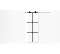 PATISHON Ultimate Glazed Sliding Door Kit - 204cm H x 82.6 cm W 4cm Thick Clear Glass Door DIY Black Modern Aluminum Frame Barn Door Panel
