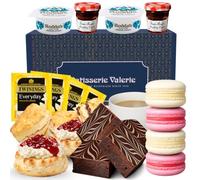 Patisserie Valerie Afternoon Tea & Brownie Hamper Gift Set for 4 | Plain & Fruit Scones, Clotted Cream & Strawberry Jam, Strawberry & Vanilla Macarons, Chocolate Brownies, Tea Bags