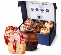 Patisserie Valerie Birthday Cupcake Gift Box (6 Cupcakes) - Chocolate & Nutella®, Red Velvet Strawberry & Strawberry Génoise - Assorted Filled Cupcakes - Gift Box Delivery UK
