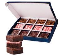 Patisserie Valerie Chocolate Fudge Brownie Gift Box (12 Pieces) - Double Chocolate, Cherry & Salted Caramel Brownies - Assorted Brownie Squares - Chocolate Gift Box Delivery