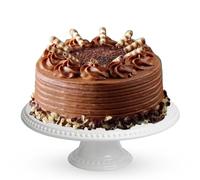 Patisserie Valerie Chocolate Layer Cake 6" - 10 Portions - Celebration Cake - Rich 4 Layer Sponge with Cream Filling - White & Dark Chocolate Topping