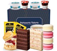 Patisserie Valerie Classic Afternoon Tea Hamper for 2, Food Gift Box | Scones, Clotted Cream & Strawberry Jam, Strawberry & Vanilla Macarons, Cake Slices & Tea Bags, for Her & Him